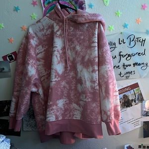large pink hoodie, super comfortable and soft.